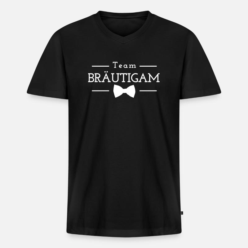 Team Bräutigam - Männer Premium Bio T-Shirt mit V-Ausschnitt - Schwarz