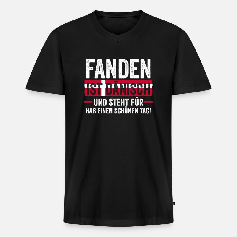 Dänen Dänisch Dänemark - Männer Premium Bio T-Shirt mit V-Ausschnitt - Schwarz