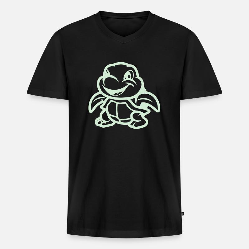 schildkröte comic - Männer Premium Bio T-Shirt mit V-Ausschnitt - Schwarz