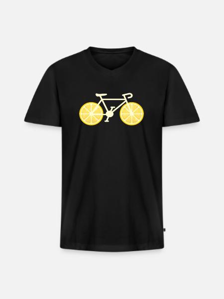 Bicycle Lemon Gift - Men's Premium Organic T-shirt with V-neck - black
