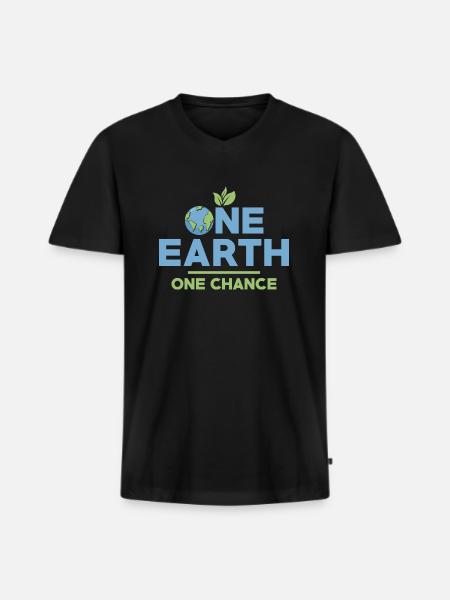 One Earth One Chance Planet Environmental Earth Da - Men's Premium Organic T-shirt with V-neck - black