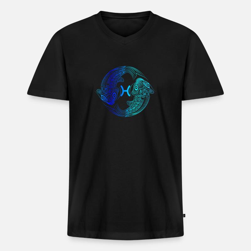 fische Zeichenfläche 1 - Männer Premium Bio T-Shirt mit V-Ausschnitt - Schwarz