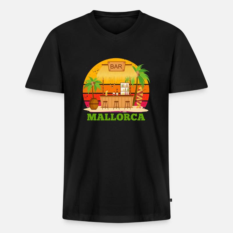 Mallorca - Männer Premium Bio T-Shirt mit V-Ausschnitt - Schwarz