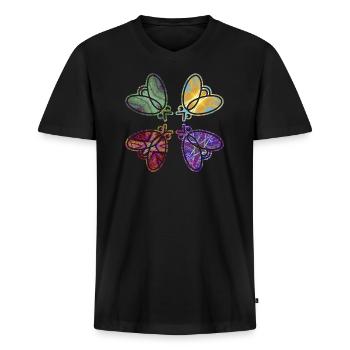 Four Fruit Flies - Men's Premium Organic T-shirt with V-neck - black - Front - Nico (187cm)