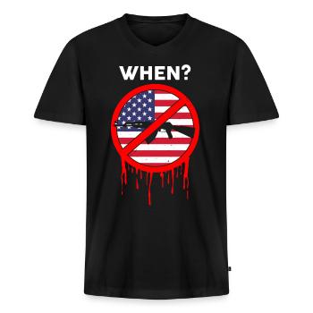 When? Gun Control Movement USA - Männer Premium Bio T-Shirt mit V-Ausschnitt - Schwarz - Vorne - Nico (187cm)