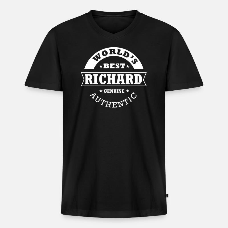 Richards bester personalisierter Name Richard - Männer Premium Bio T-Shirt mit V-Ausschnitt - Schwarz