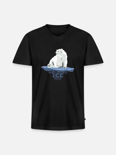 Eisbär - Männer Premium Bio T-Shirt mit V-Ausschnitt - Schwarz