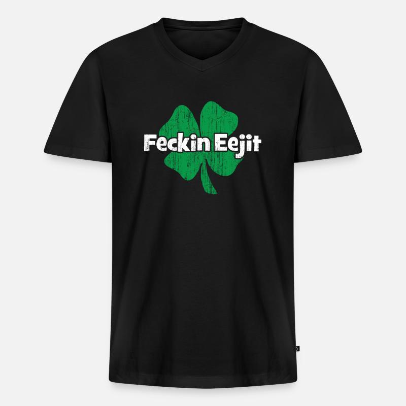 Irish Fecking Eejit - Männer Premium Bio T-Shirt mit V-Ausschnitt - Schwarz