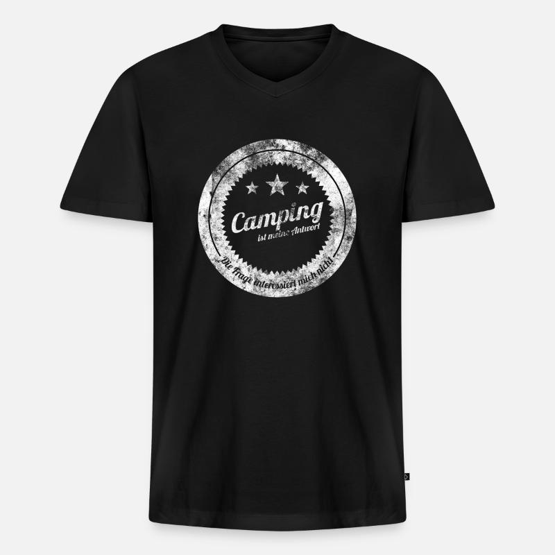 Camping - Männer Premium Bio T-Shirt mit V-Ausschnitt - Schwarz
