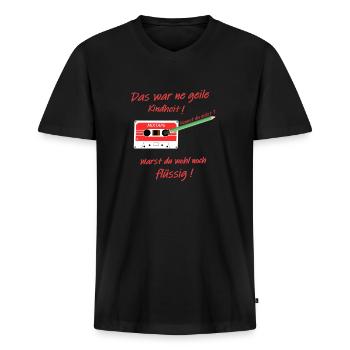 geile Kindheit - Männer Premium Bio T-Shirt mit V-Ausschnitt - Schwarz - Vorne - Nico (187cm)