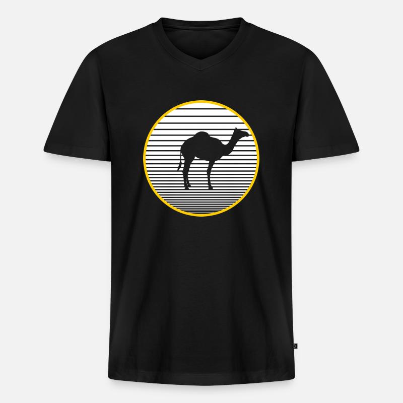Kamel - Männer Premium Bio T-Shirt mit V-Ausschnitt - Schwarz