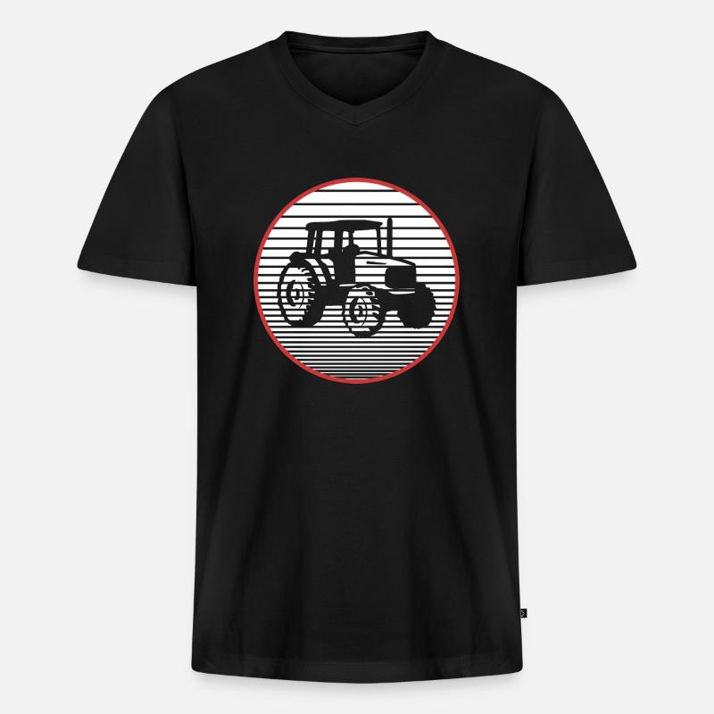 Traktor - Männer Premium Bio T-Shirt mit V-Ausschnitt - Schwarz