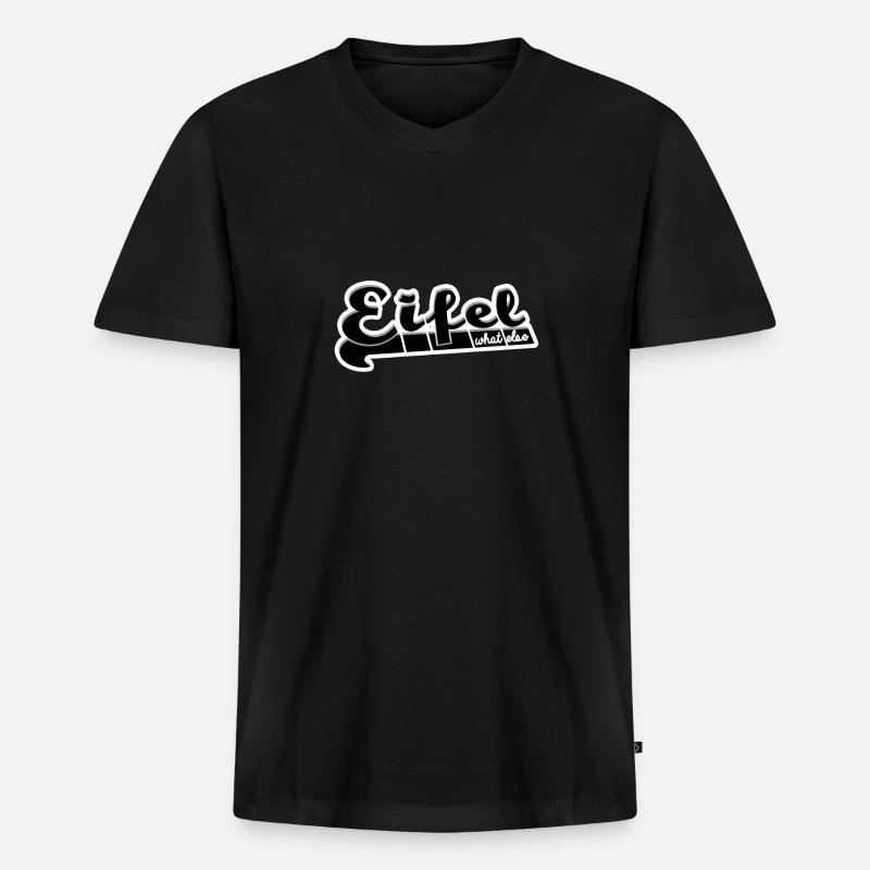 Eifel what else | Eifel Design - Männer Premium Bio T-Shirt mit V-Ausschnitt - Schwarz