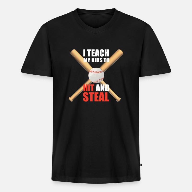 Baseball - Männer Premium Bio T-Shirt mit V-Ausschnitt - Schwarz
