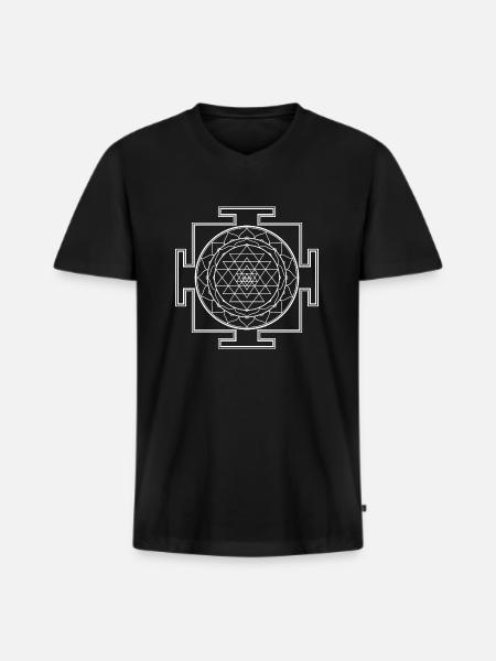 Sri Yantra (weiß) - Men's Premium Organic T-shirt with V-neck - black
