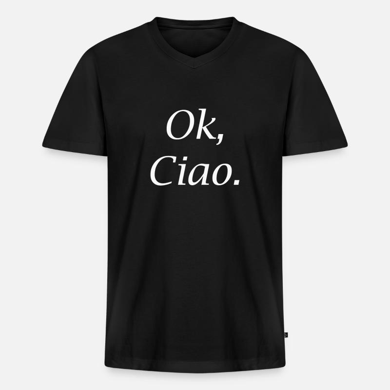 Ok, Ciao. - Männer Premium Bio T-Shirt mit V-Ausschnitt - Schwarz