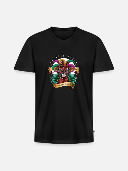Mardi Gras - T-shirt encolure en V Premium bio Homme - noir