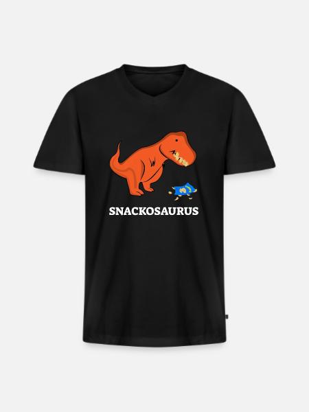 SNACKOSAURUS - Männer Premium Bio T-Shirt mit V-Ausschnitt - Schwarz