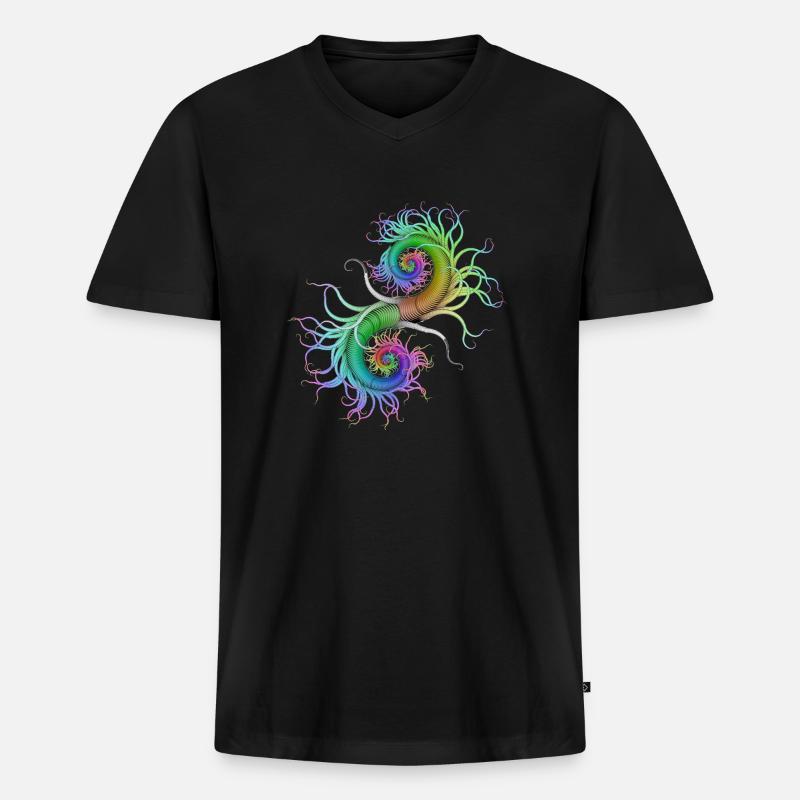 Seepferdchen psychedelisch abstrakt Spirale psy - Männer Premium Bio T-Shirt mit V-Ausschnitt - Schwarz