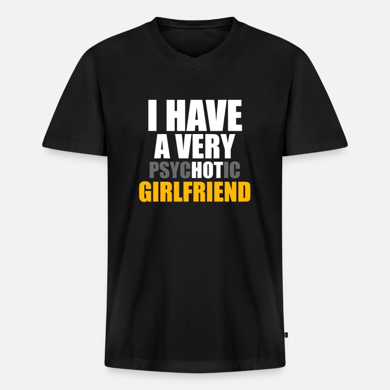 Freundin - Männer Premium Bio T-Shirt mit V-Ausschnitt - Schwarz