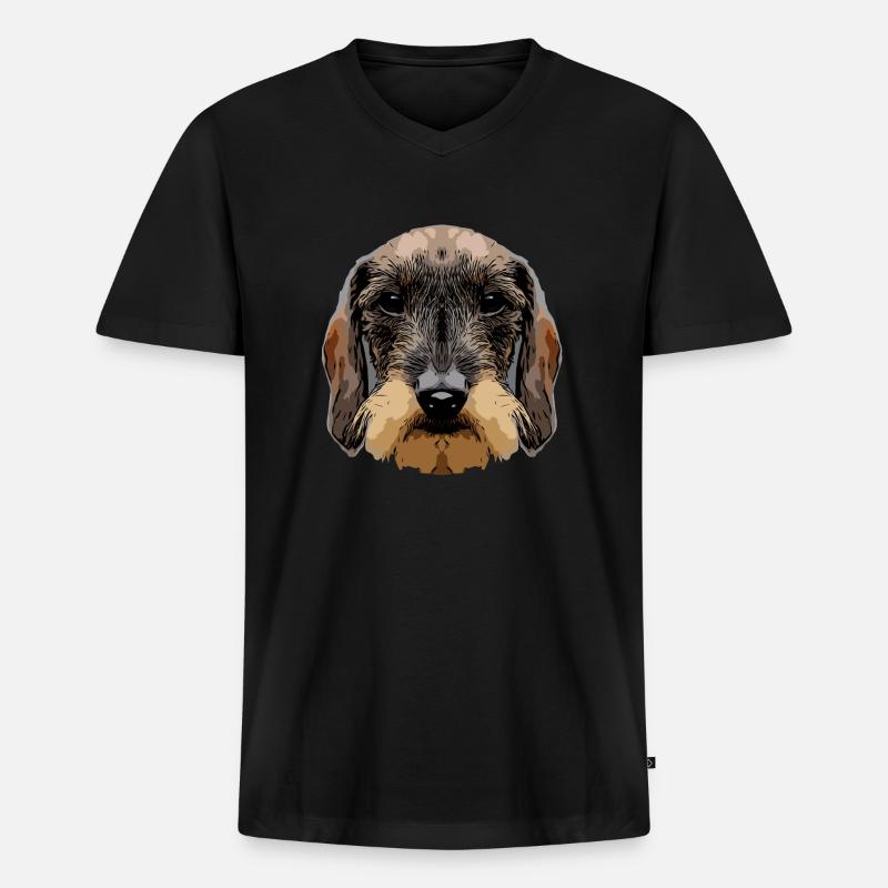 dackel3 2 - Männer Premium Bio T-Shirt mit V-Ausschnitt - Schwarz