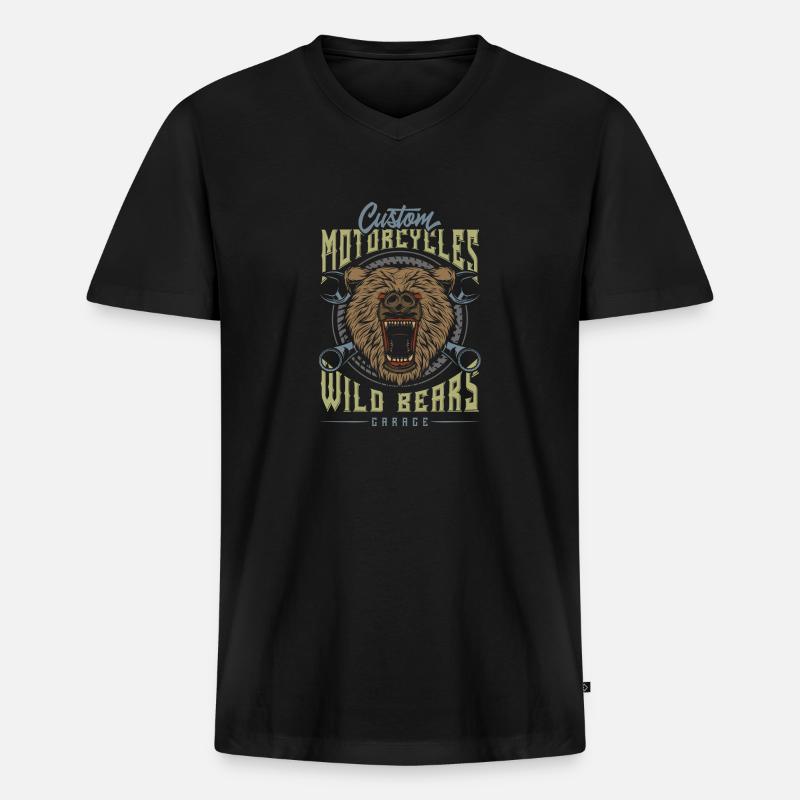 bearsmoto - Männer Premium Bio T-Shirt mit V-Ausschnitt - Schwarz