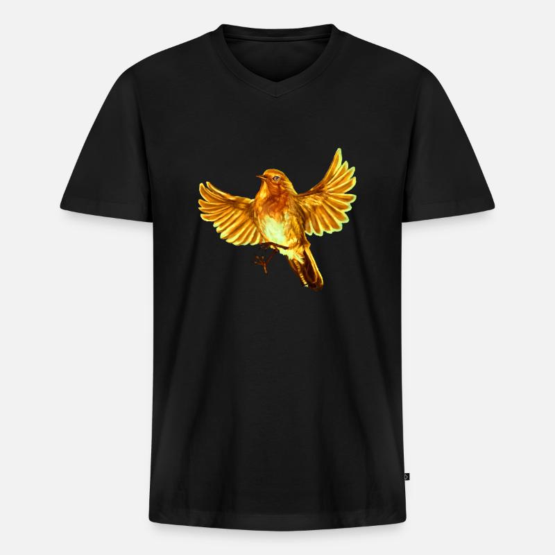 gelber Vogel - Männer Premium Bio T-Shirt mit V-Ausschnitt - Schwarz