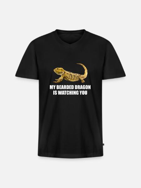 Mon dragon barbe vous regarde - T-shirt encolure en V Premium bio Homme - noir