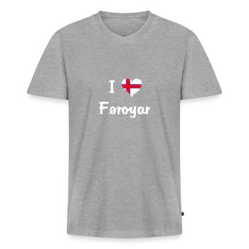 I love Faroe. - Men's Premium Organic T-shirt with V-neck - heather grey - Front