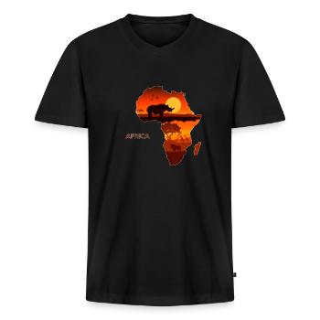 Afrika - Männer Premium Bio T-Shirt mit V-Ausschnitt - Schwarz - Vorne - Nico (187cm)
