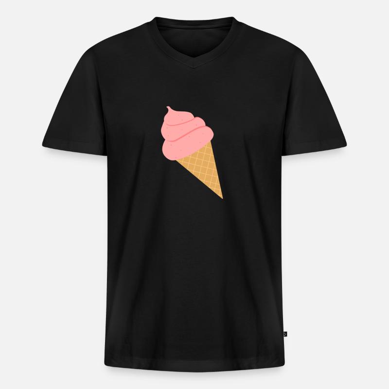Eis Eiscreme Sommer Softeis Geschenk - Männer Premium Bio T-Shirt mit V-Ausschnitt - Schwarz