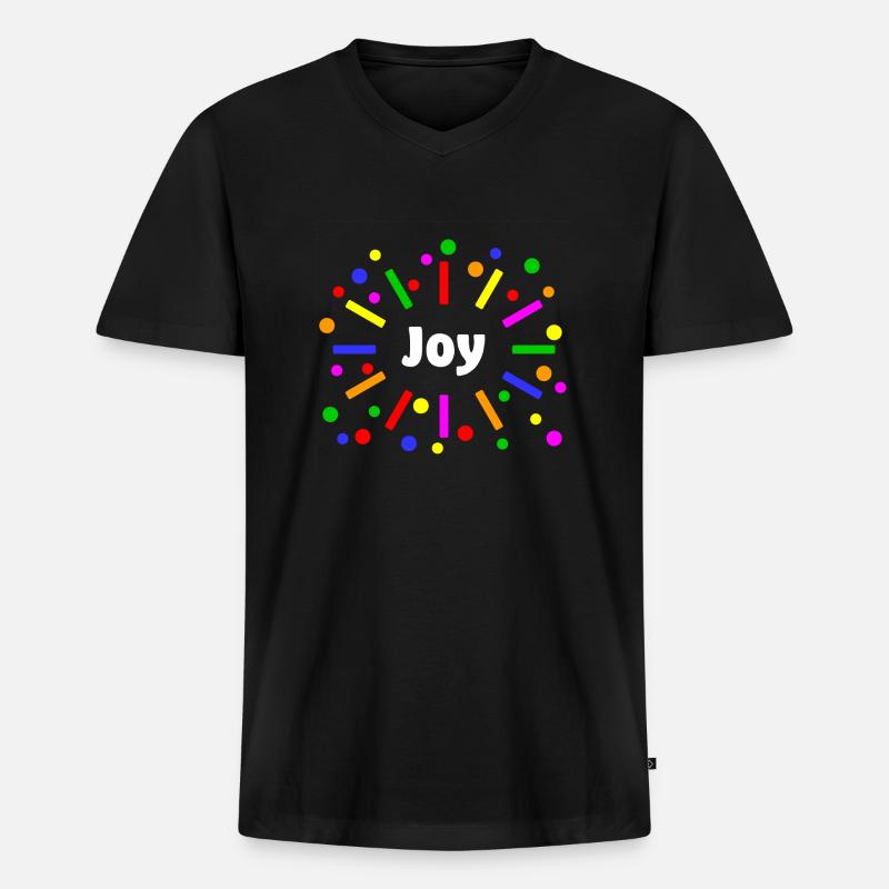 joy - Männer Premium Bio T-Shirt mit V-Ausschnitt - Schwarz