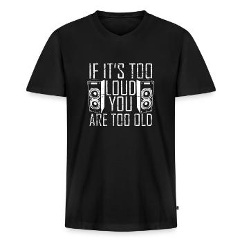 Lautsprecher Musik Bass Techno Geschenk - Männer Premium Bio T-Shirt mit V-Ausschnitt - Schwarz - Vorne - Nico (187cm)