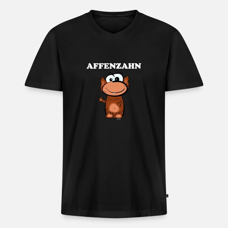 Affe Affenzahn - Männer Premium Bio T-Shirt mit V-Ausschnitt - Schwarz