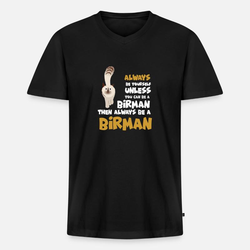 Birmakatzen - Männer Premium Bio T-Shirt mit V-Ausschnitt - Schwarz