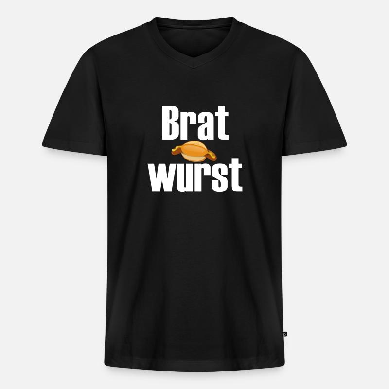 Bratwurst - Männer Premium Bio T-Shirt mit V-Ausschnitt - Schwarz