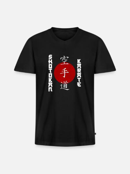 Super Shotokan karate design with kanji inscription - Men's Premium Organic T-shirt with V-neck - black