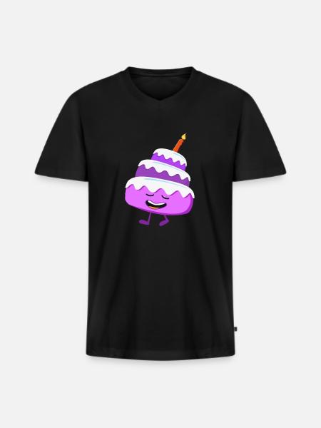 Birthday cake - Men's Premium Organic T-shirt with V-neck - black