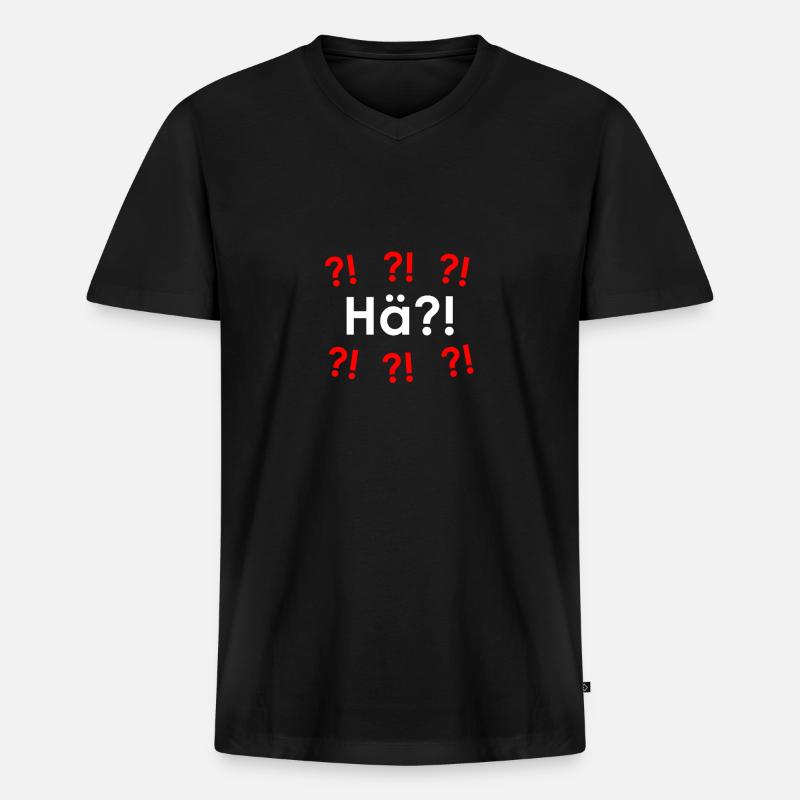 Hä? - Männer Premium Bio T-Shirt mit V-Ausschnitt - Schwarz