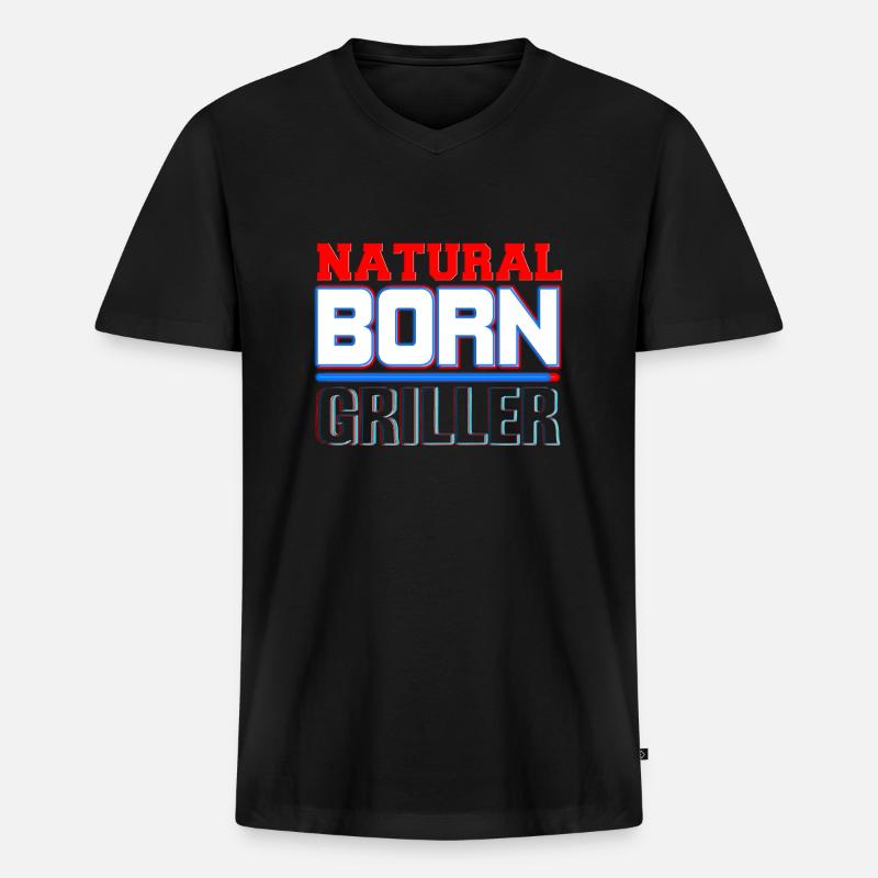 BBQ - Männer Premium Bio T-Shirt mit V-Ausschnitt - Schwarz