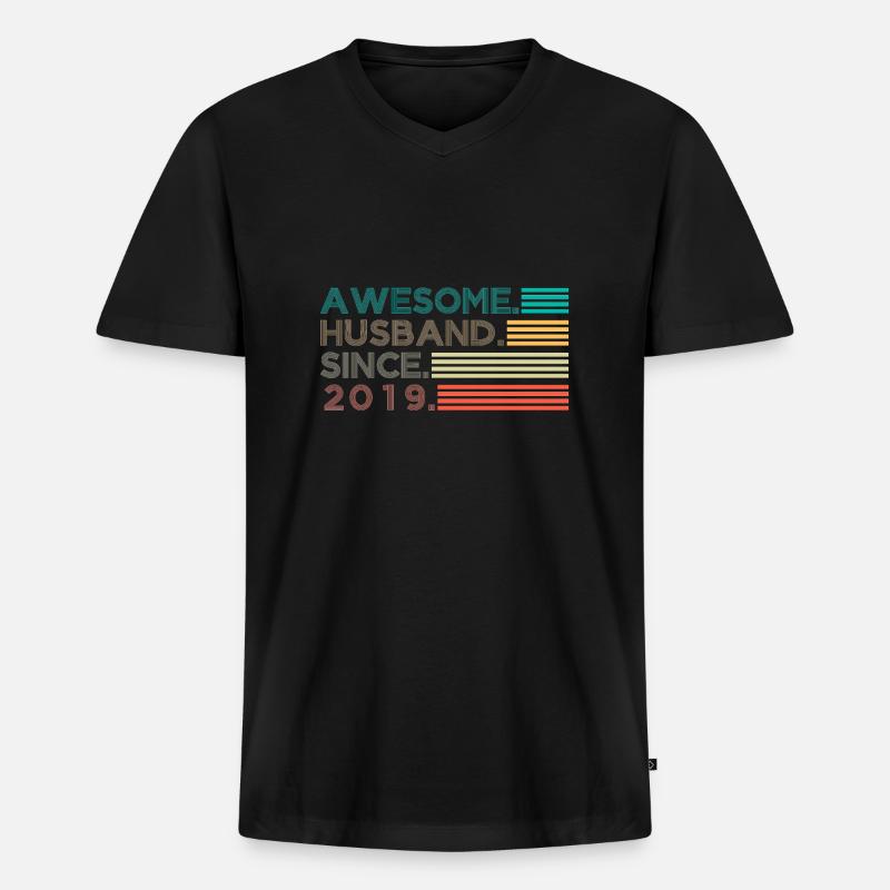 Awesome Husband since 2019 Geschenk - Männer Premium Bio T-Shirt mit V-Ausschnitt - Schwarz