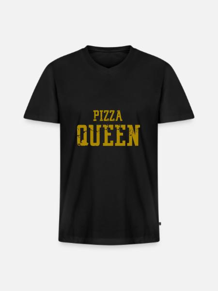 pizza queen - Men's Premium Organic T-shirt with V-neck - black