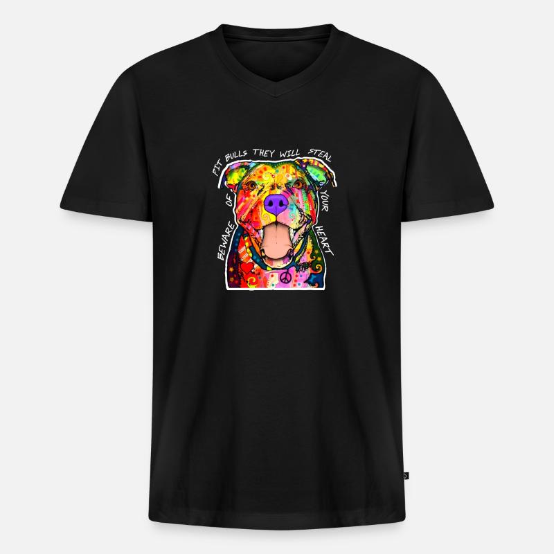 Pitbull Schatz - Männer Premium Bio T-Shirt mit V-Ausschnitt - Schwarz