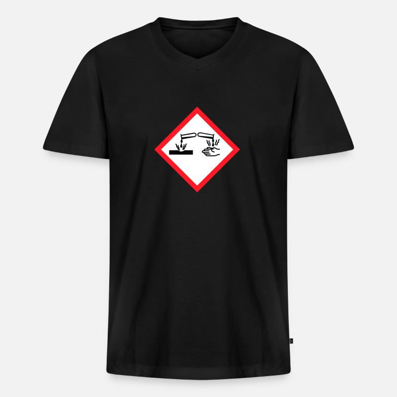 Aetzend Warnzeichen - Männer Premium Bio T-Shirt mit V-Ausschnitt - Schwarz