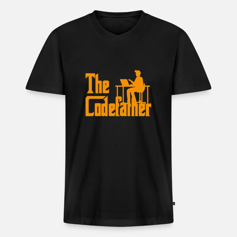 The Codefather Coding Programierer Geschenk - Männer Premium Bio T-Shirt mit V-Ausschnitt - Schwarz