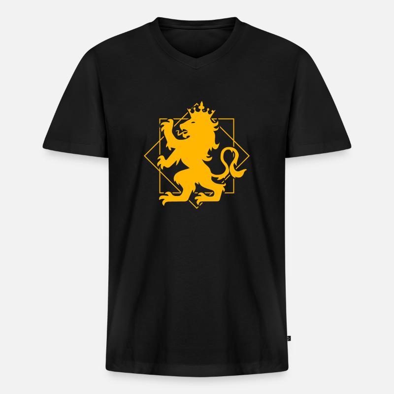 Ritter Löwenwappen Heraldik Geschenkidee - Männer Premium Bio T-Shirt mit V-Ausschnitt - Schwarz