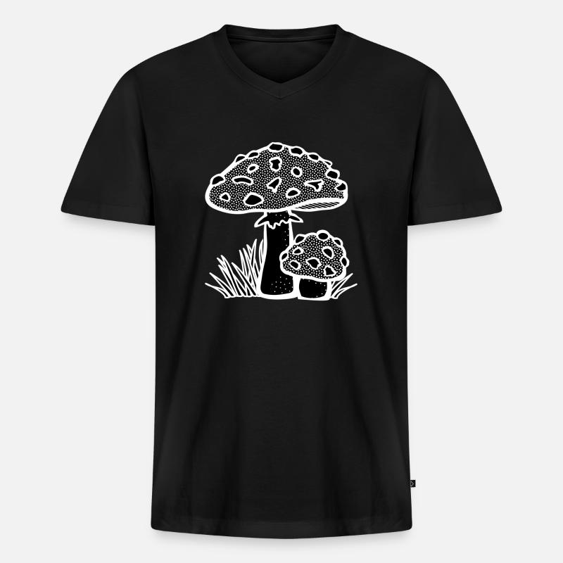 Pilz - Männer Premium Bio T-Shirt mit V-Ausschnitt - Schwarz