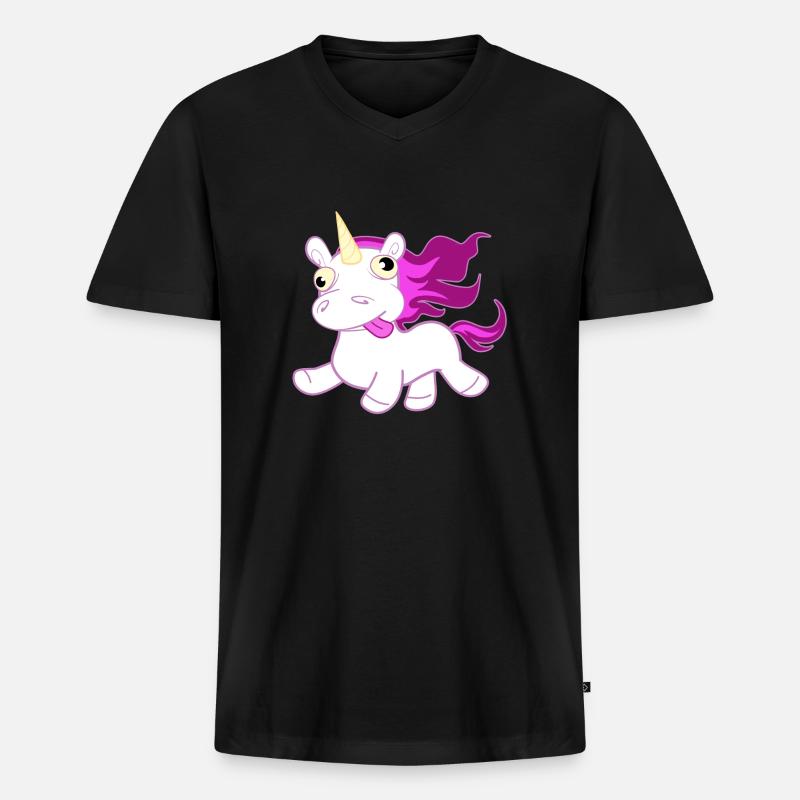 Verrücktes Einhorn - Männer Premium Bio T-Shirt mit V-Ausschnitt - Schwarz