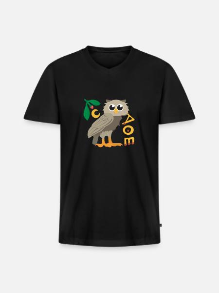 Mythologie grecque Hibou par Athénida - T-shirt encolure en V Premium bio Homme - noir