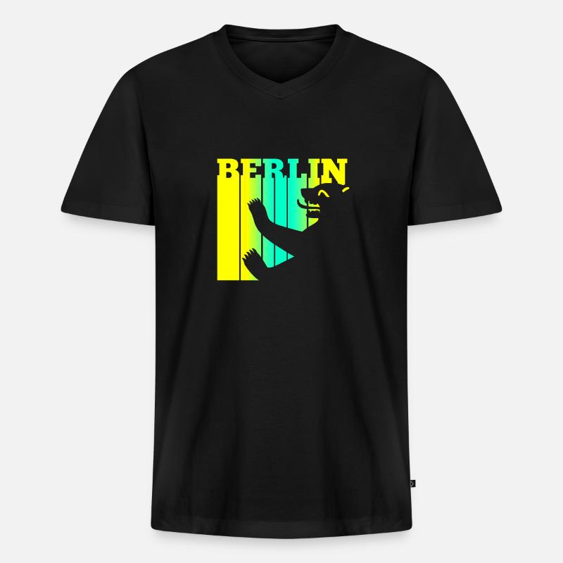 Berliner Bär - Männer Premium Bio T-Shirt mit V-Ausschnitt - Schwarz